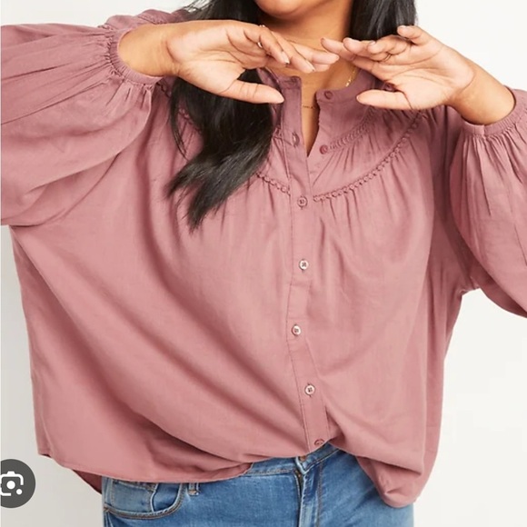 Oversized Crochet Pom-Pom Dolman Sleeve Blouse Size XL Tall NWT - Picture 1 of 7